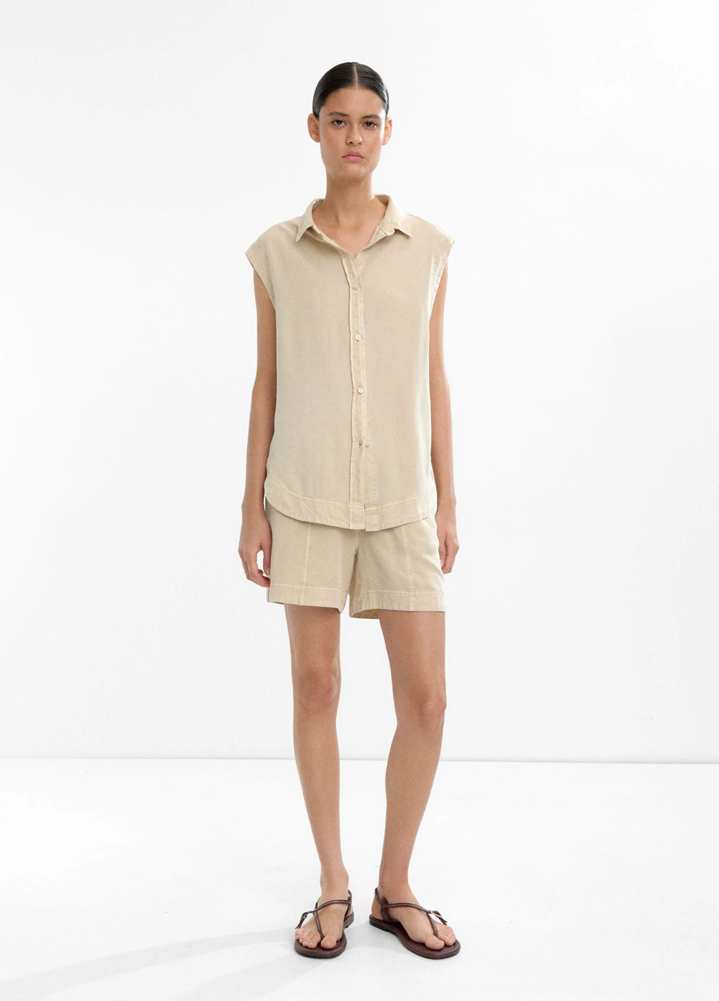 Бежевая кэжуал рубашка однотонная Parfois