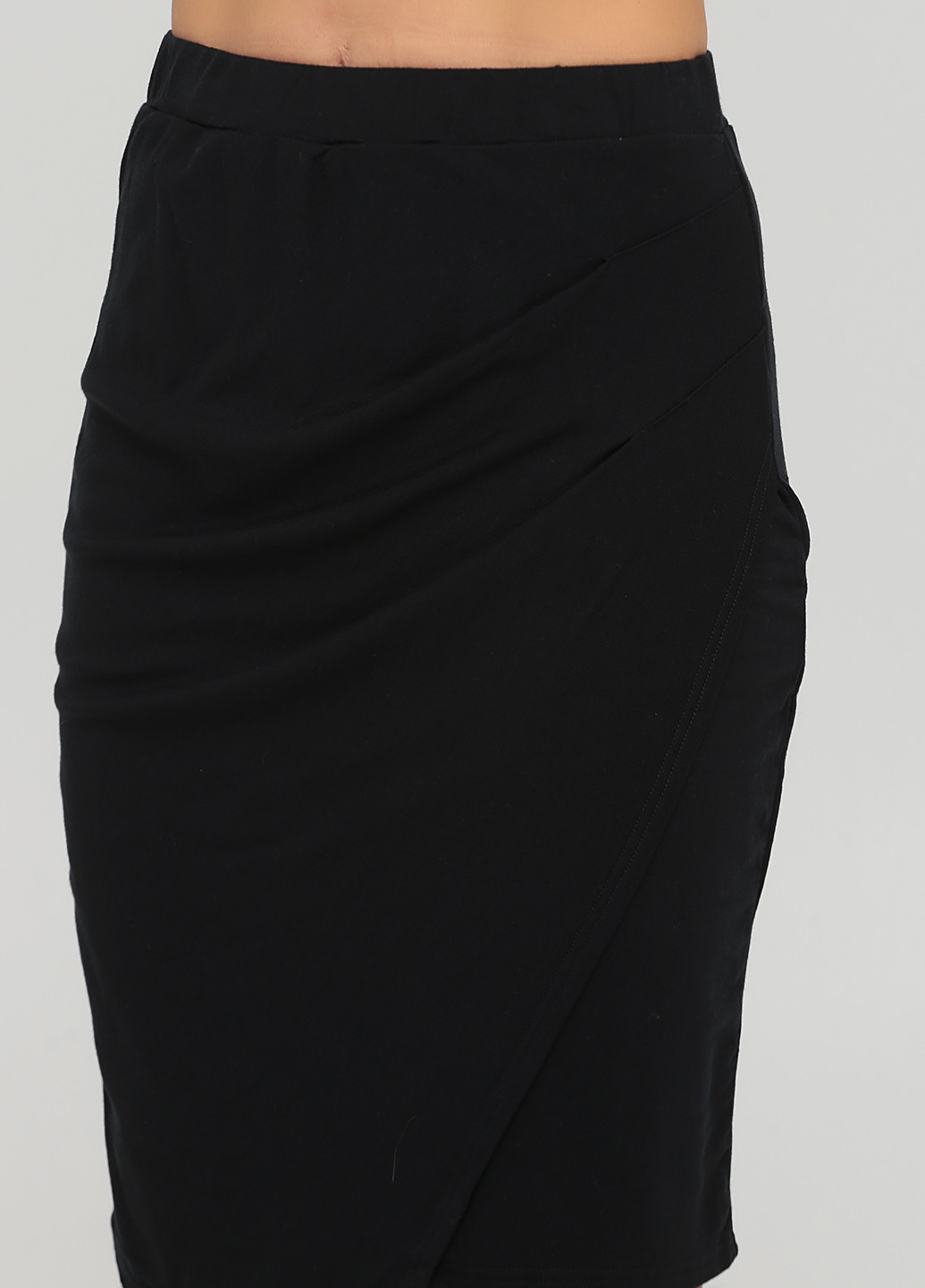 Черная спортивная однотонная юбка Garnet Hill на запах