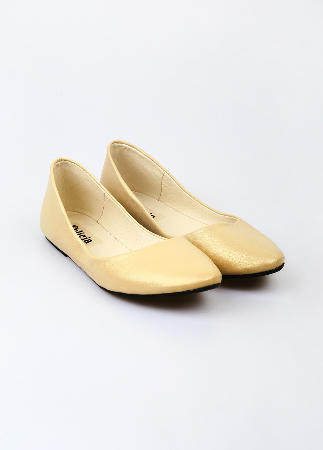 Жіночі балетки | золоті однотонні натуральна шкіра (255031365)