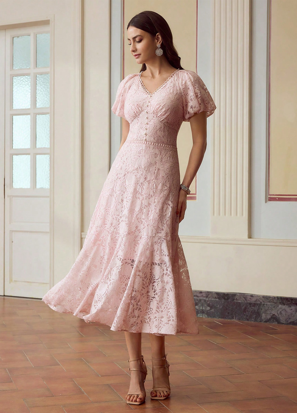 Сіро-бежева кежуал сукня в стилі армпір SHEIN однотонна