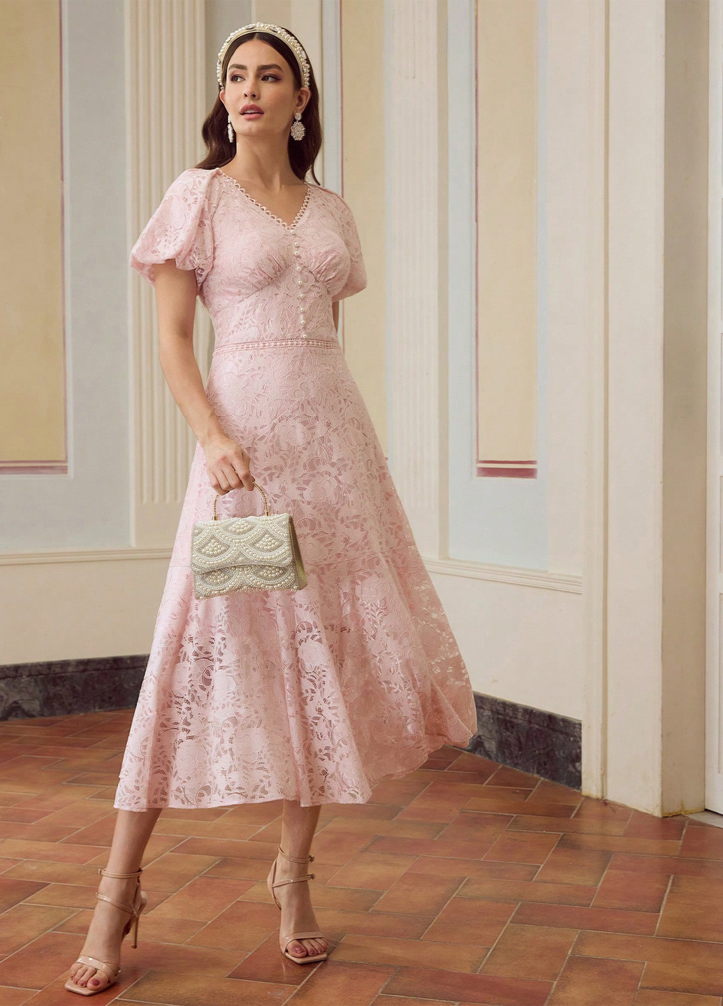 Сіро-бежева кежуал сукня в стилі армпір SHEIN однотонна