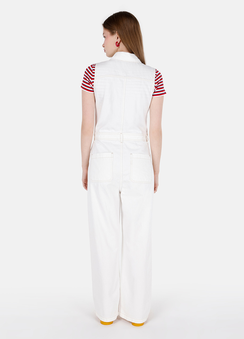 Комбинезон Colin's комбинезон-брюки однотонный белый денил хлопок, джинс