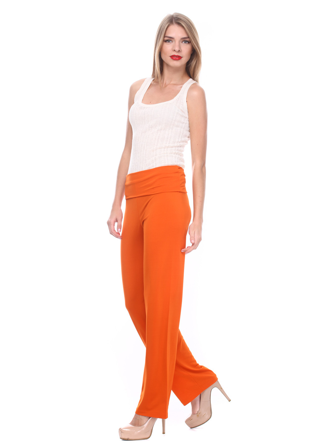 Оранжевые кэжуал летние прямые брюки Strenesse