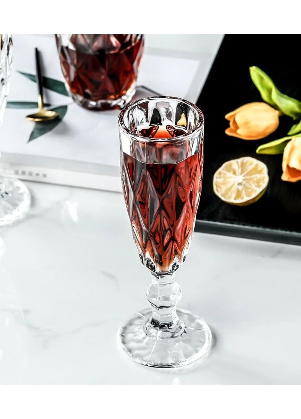 Набор бокалов для шампанского Золотой Изумруд 01-052 6 шт 170 мл Olens (253583569)