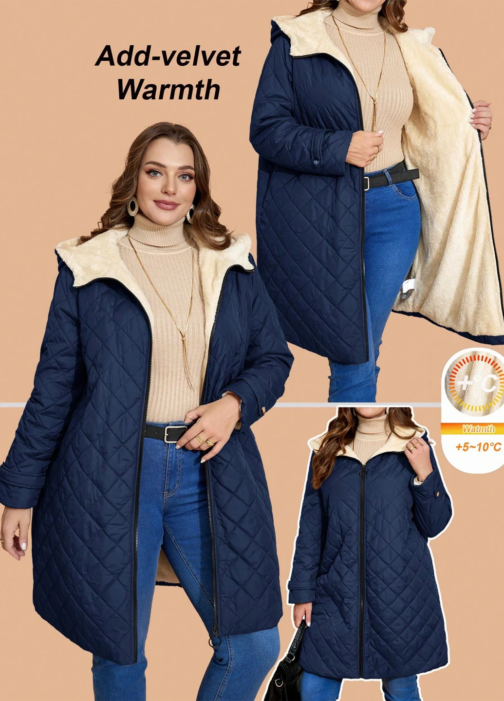 Темно-синя зимня куртка SHEIN