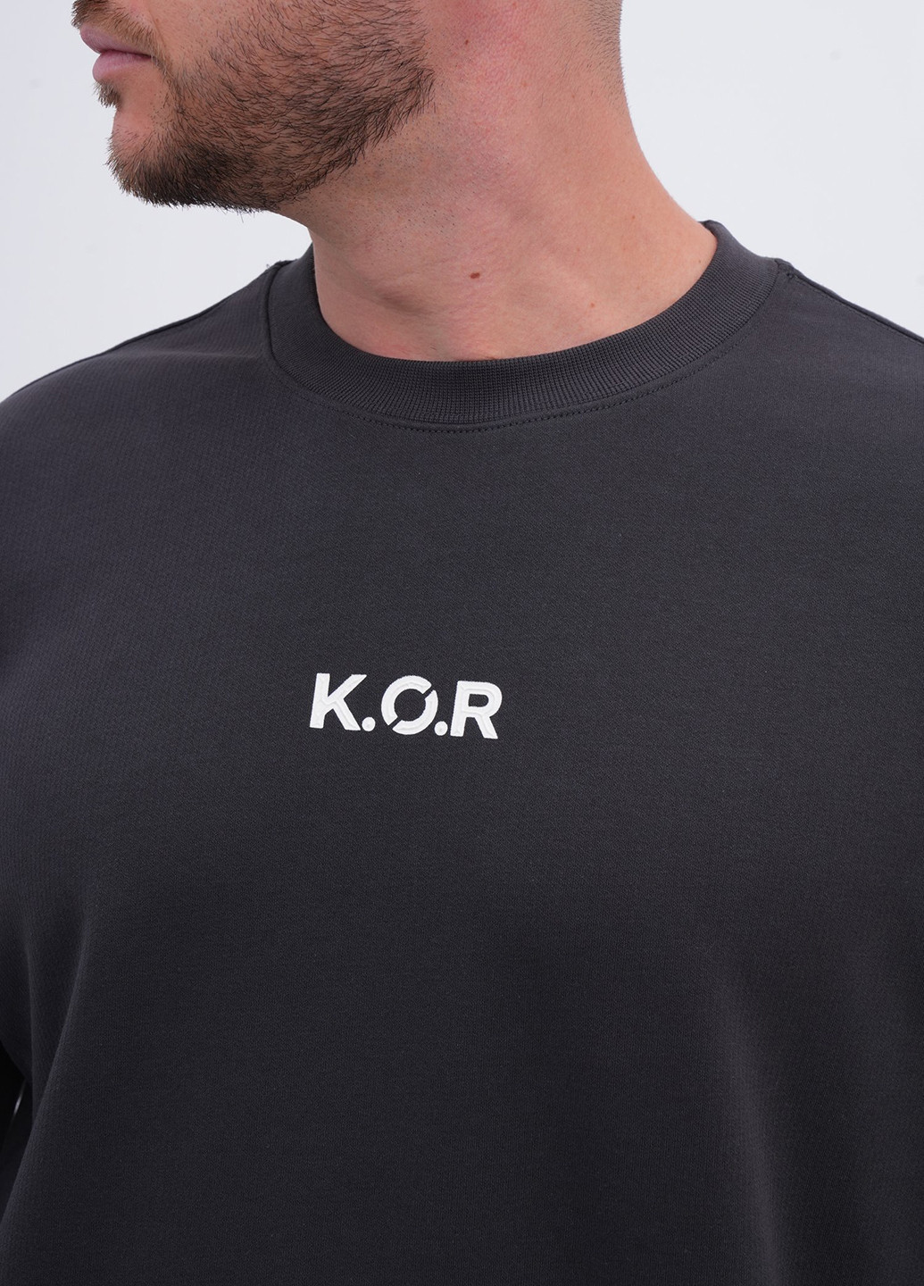 Темно-серый свитшот Trend Collection надпись без декора (356776009)