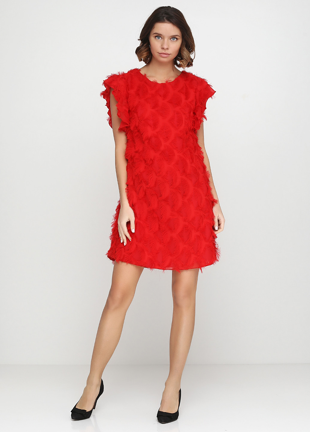 Красное коктейльное платье Sonetti фактурное
