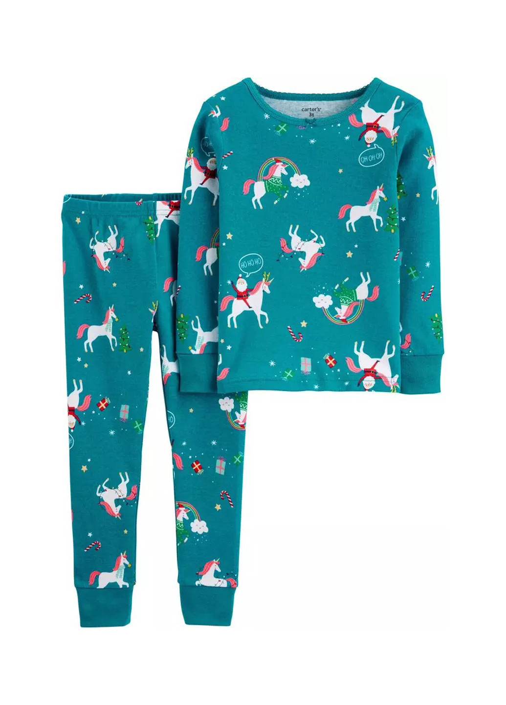 Бирюзовая всесезон пижама (лонгслив, брюки) лонгслив + брюки Carter's
