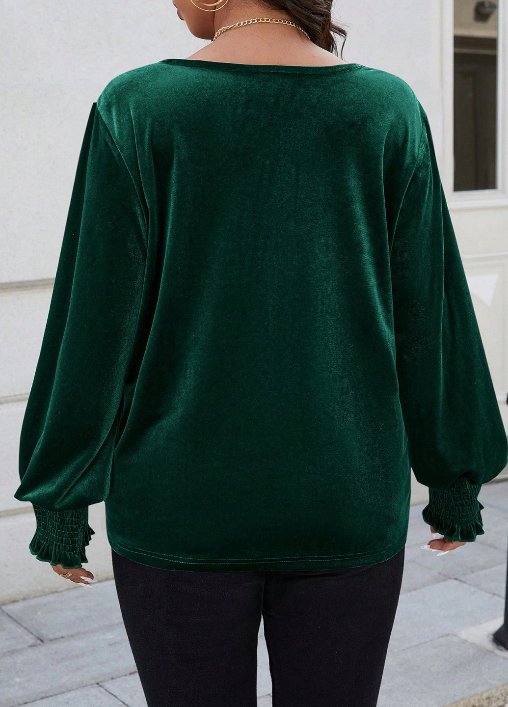 Темно-зелёная блуза SHEIN