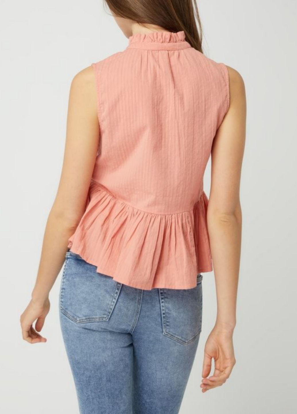 Персиковая летняя блуза с баской YAS
