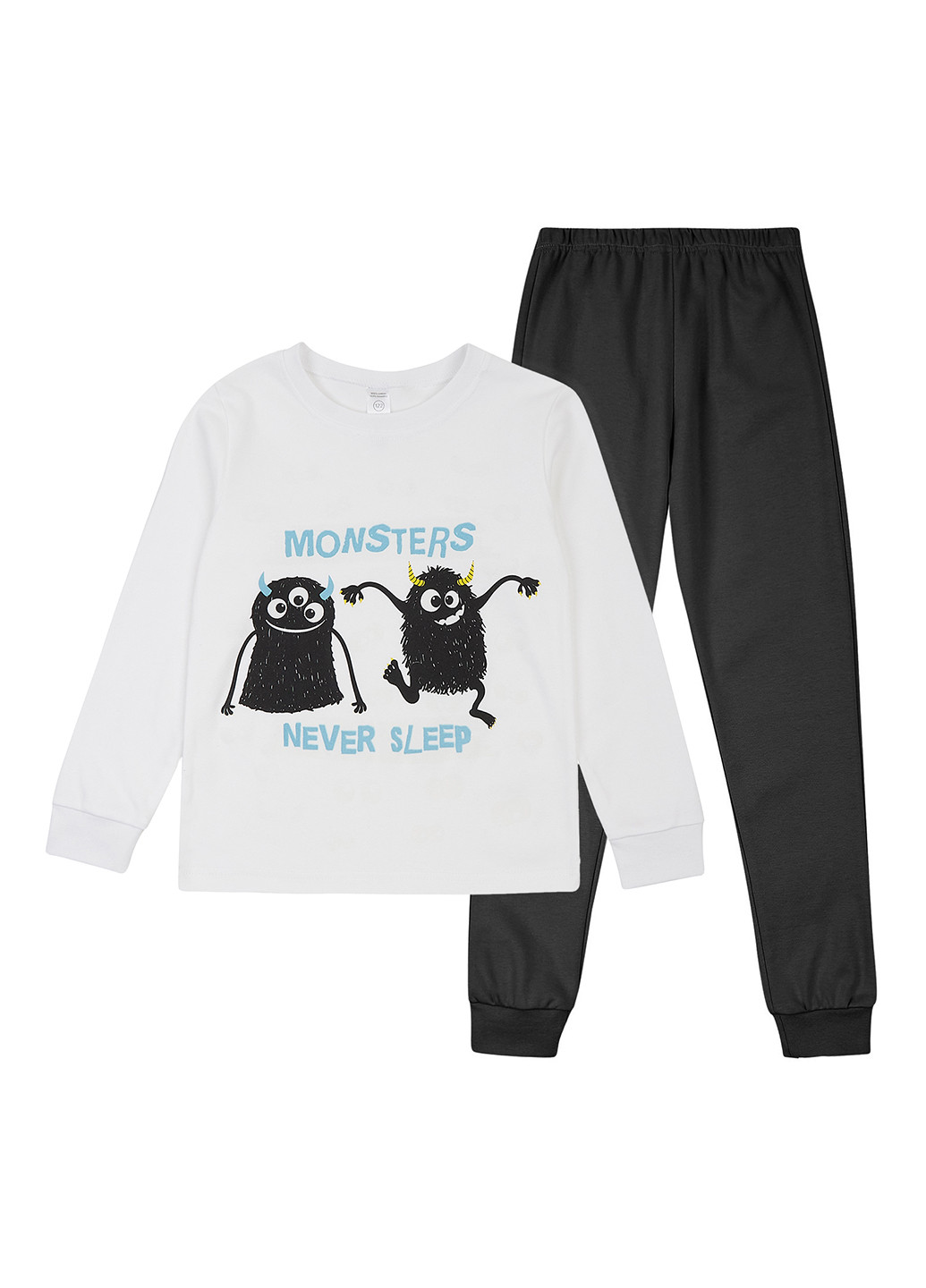 Черно-белая всесезон пижама (лонгслив, брюки) Garnamama