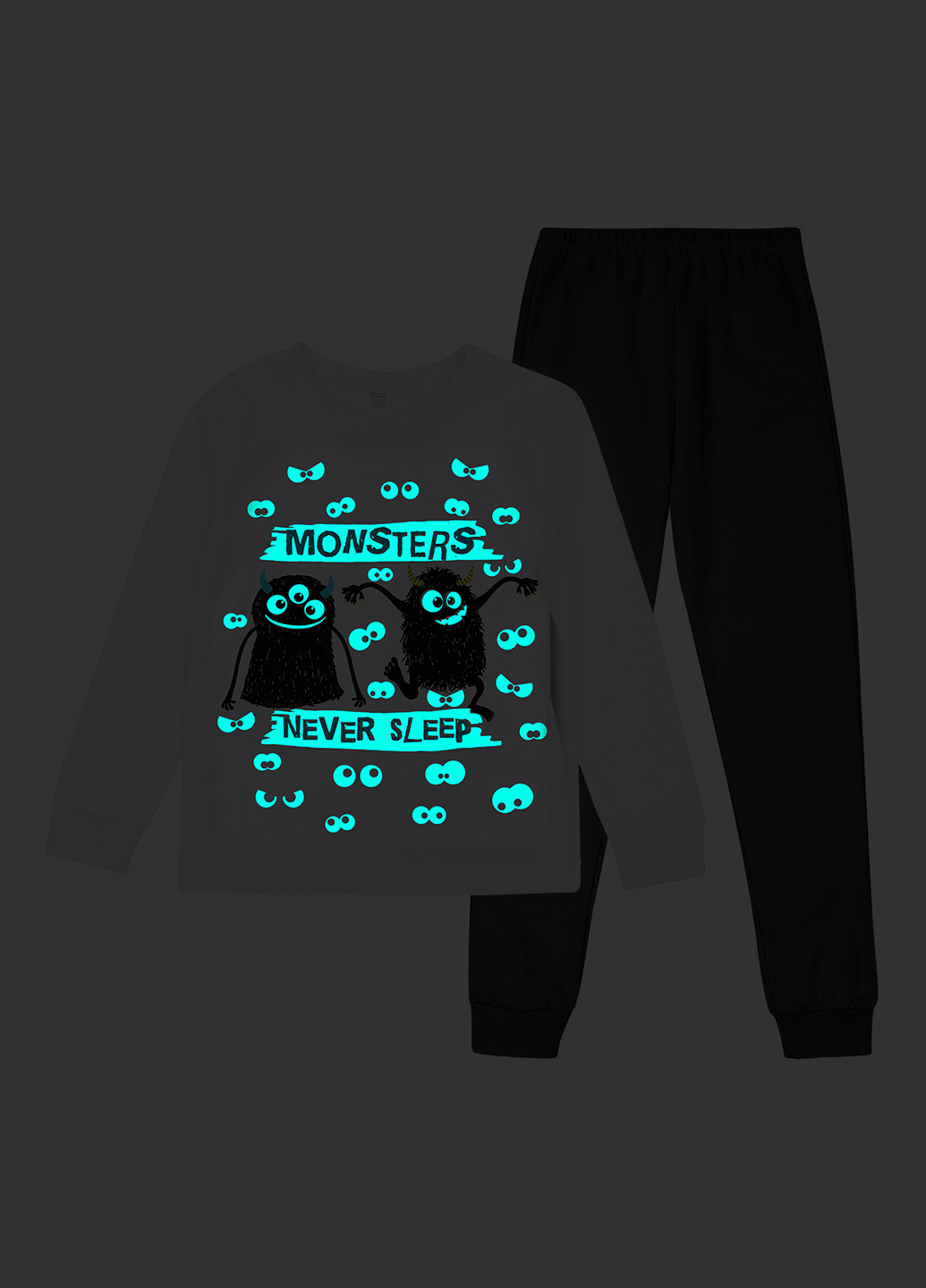 Черно-белая всесезон пижама (лонгслив, брюки) Garnamama