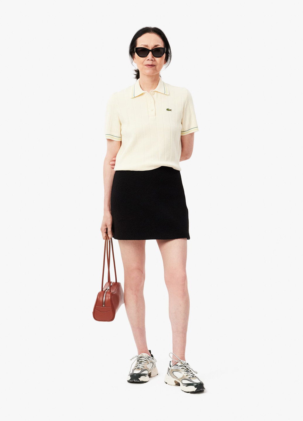 Черная кэжуал однотонная юбка Lacoste а-силуэта (трапеция)