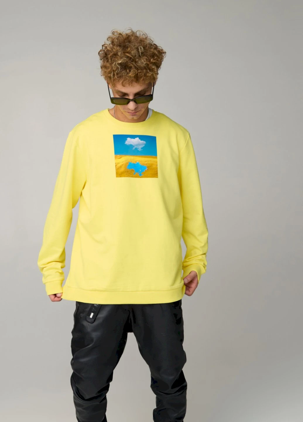 Жовтий свитшот мужской oversize /no flis/ YAPPI малюнок (254557771)