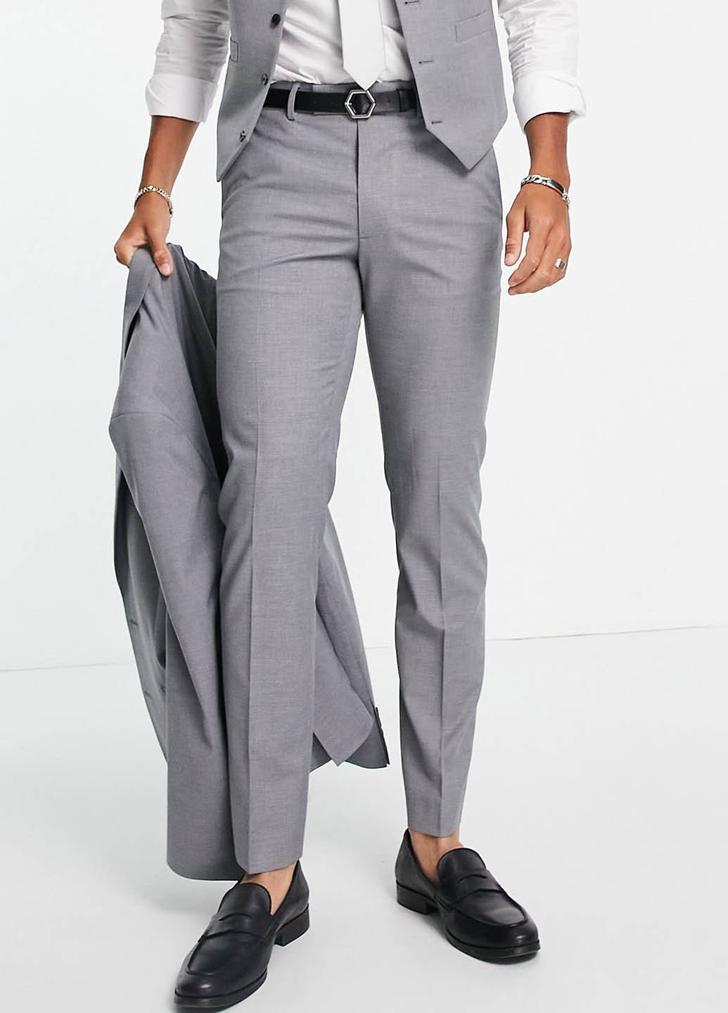 Светло-серые классические, кэжуал демисезонные классические брюки Asos