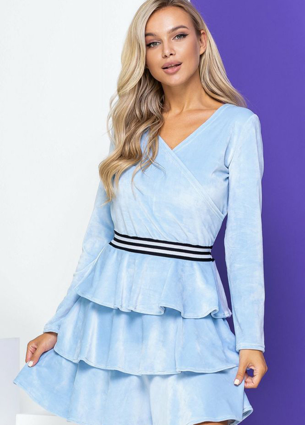 Блакитна коктейльна сукня кльош Ager однотонна