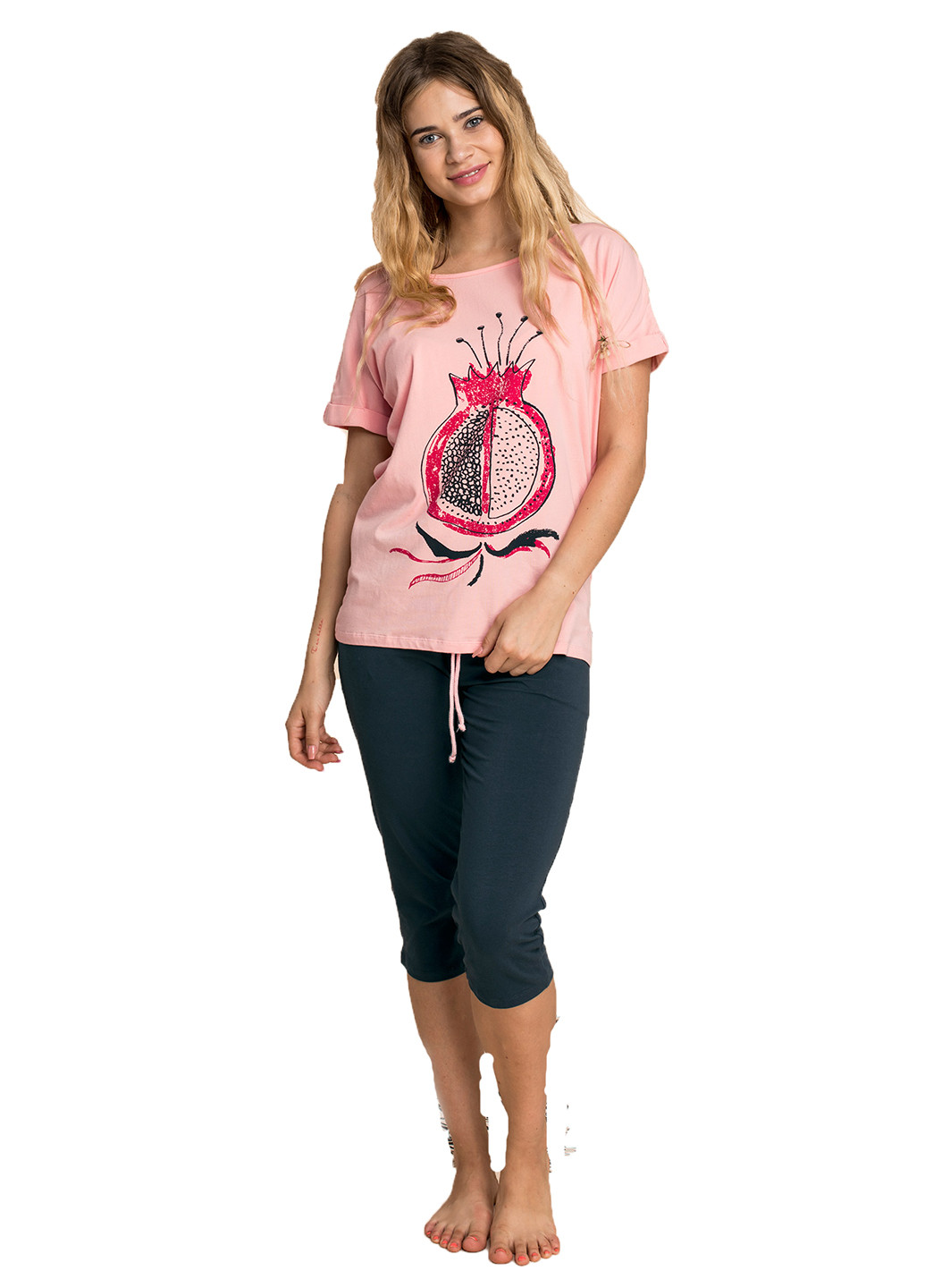 Розовый демисезонный комплект (футболка, бриджи) Key