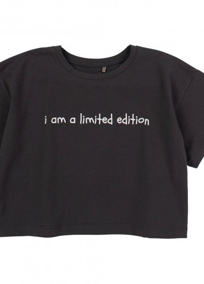 Графитовая футболка для девочки (фб894) графитовый Бемби