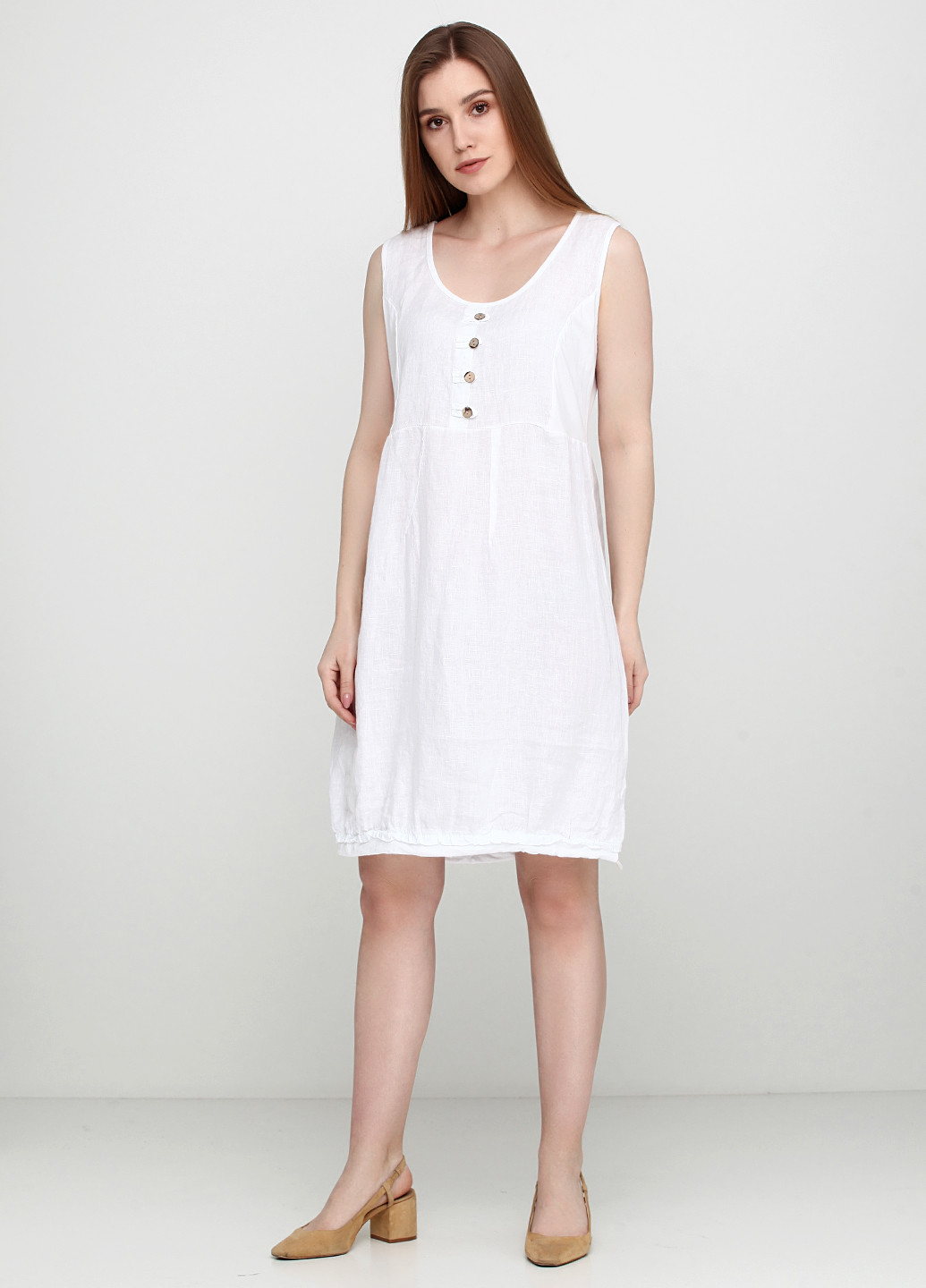 Белое кэжуал платье Puro Lino меланжевое