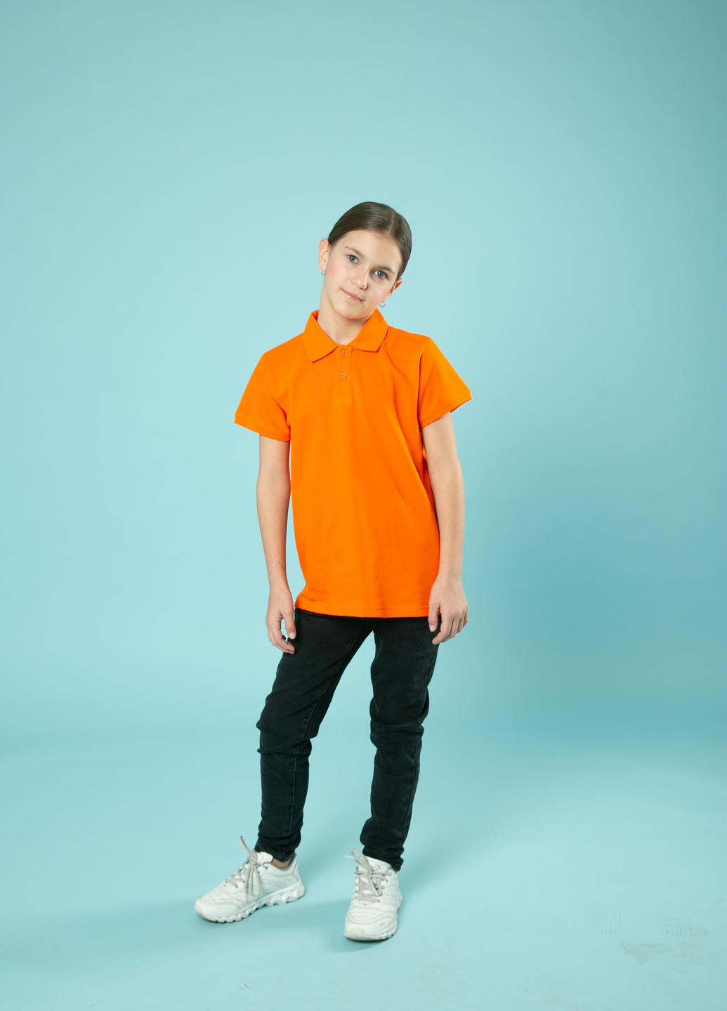 Оранжевая детская футболка-футболка поло детская TvoePolo однотонная