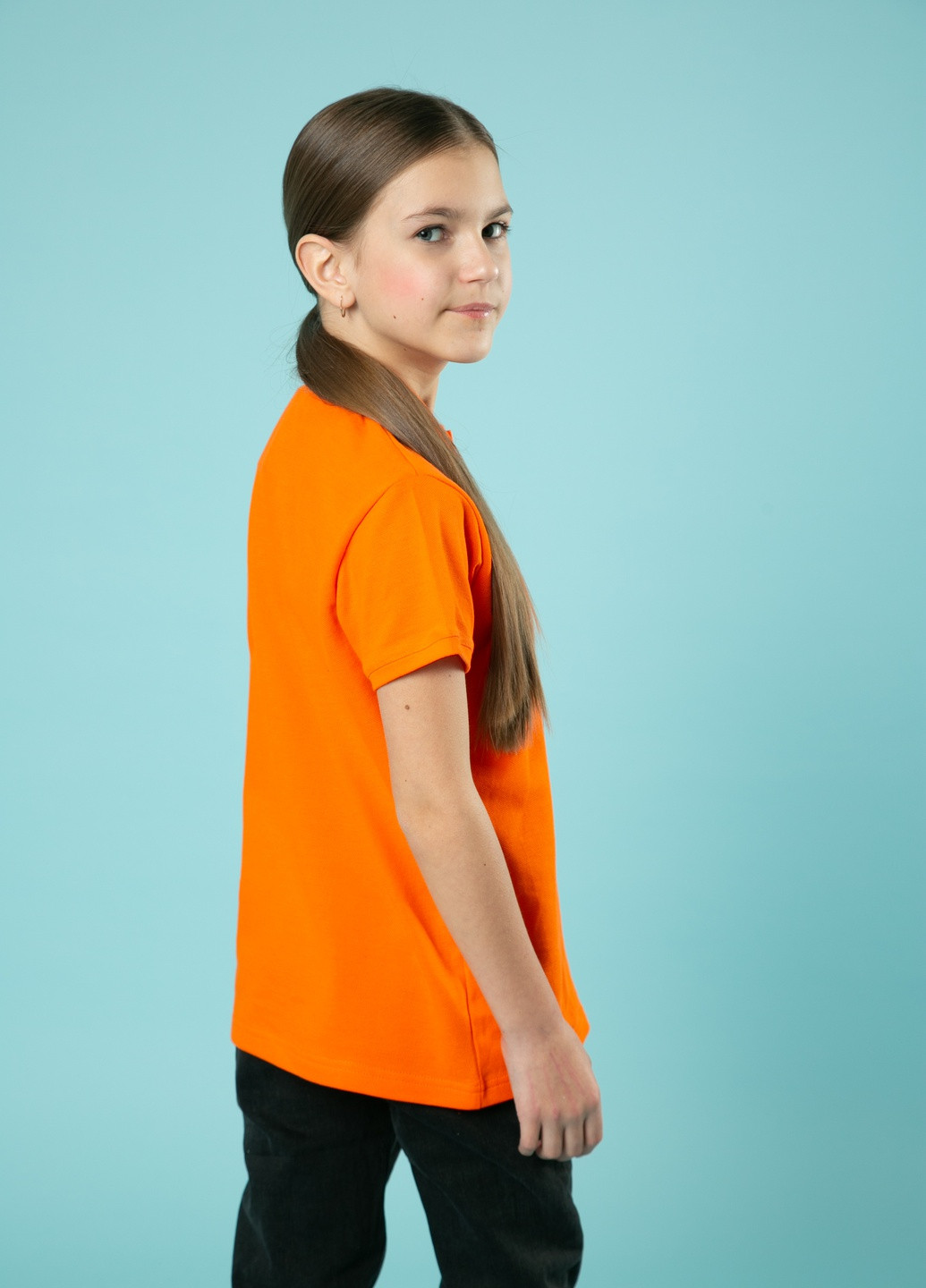 Оранжевая детская футболка-футболка поло детская TvoePolo однотонная