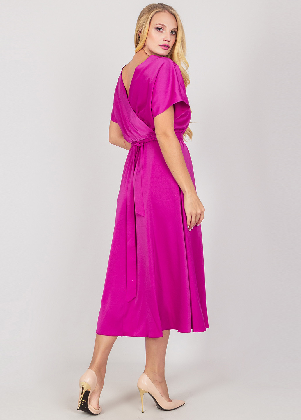 Фуксинова (кольору Фукія) кежуал сукня кльош Seam однотонна
