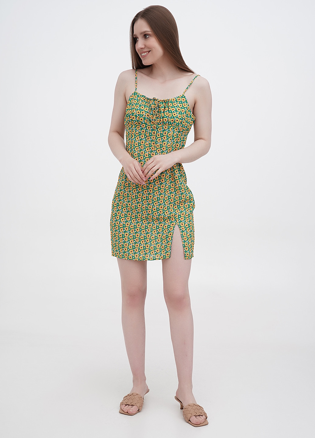Зеленое кэжуал платье Boohoo Boutique с цветочным принтом
