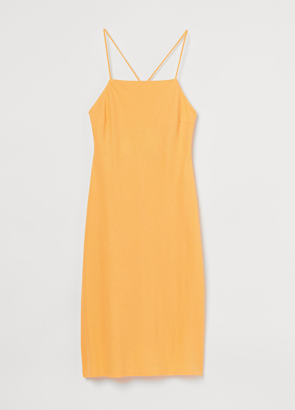 Оранжевое коктейльное платье футляр H&M однотонное