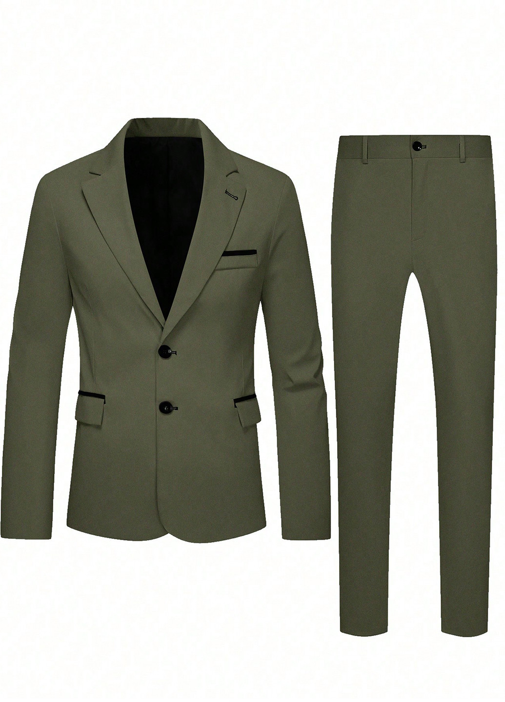 Оливковий (хакі) демісезонний костюм (піджак, штани) брючний SHEIN