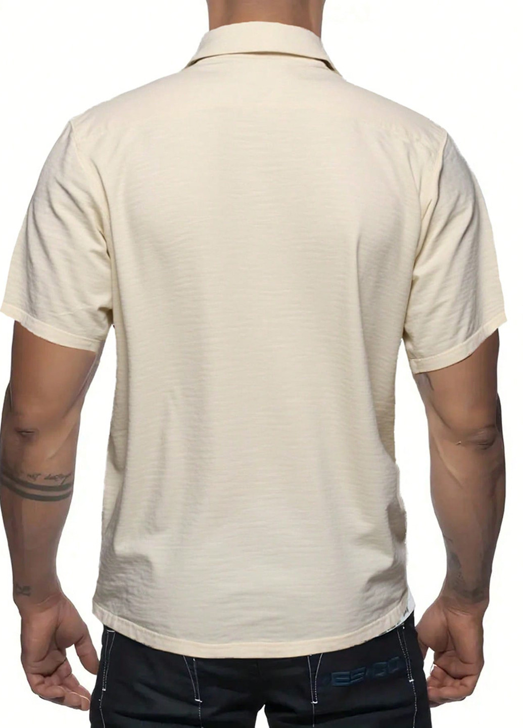 Светло-бежевая классическая, кэжуал рубашка однотонная SHEIN