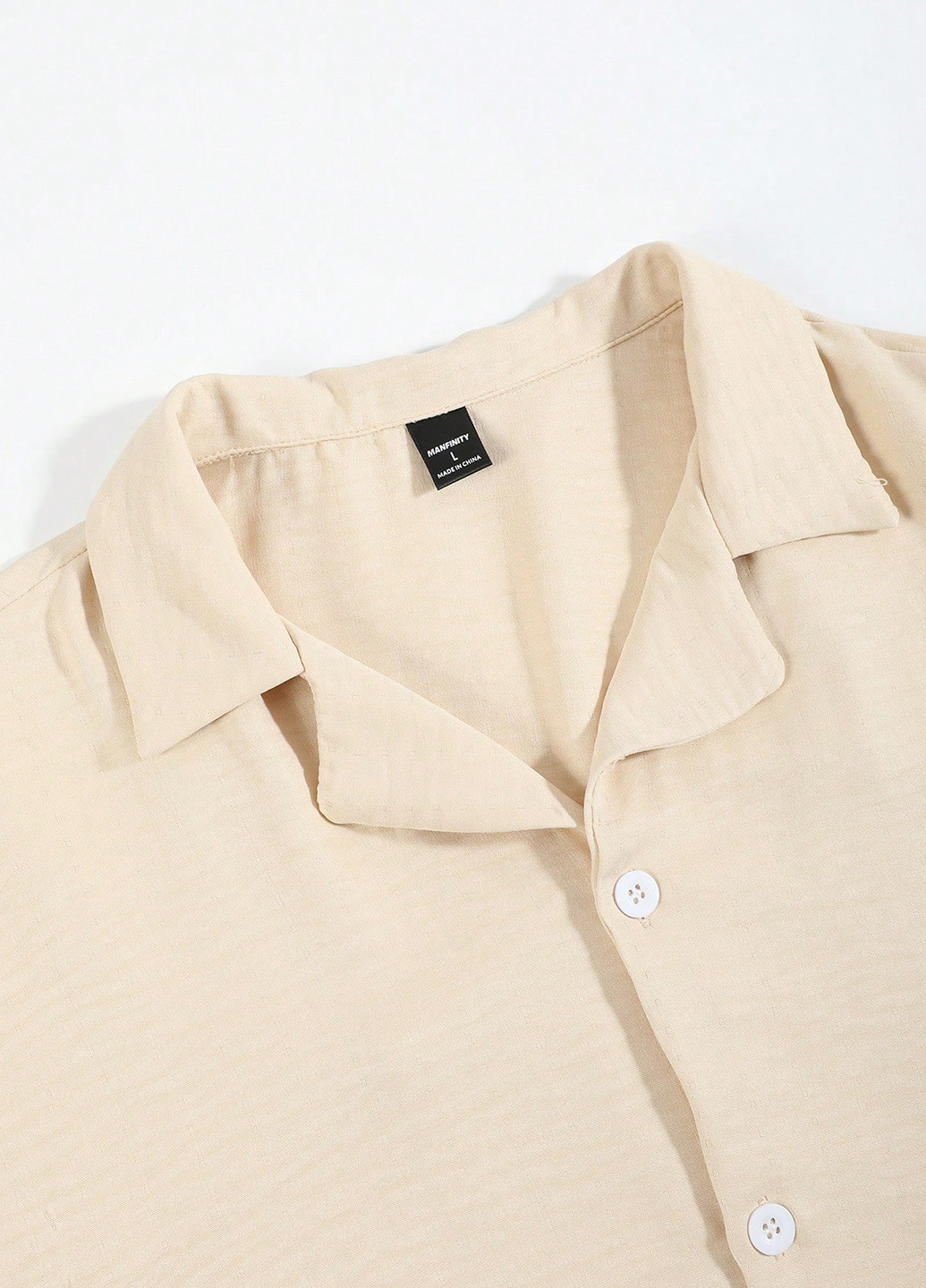 Светло-бежевая классическая, кэжуал рубашка однотонная SHEIN