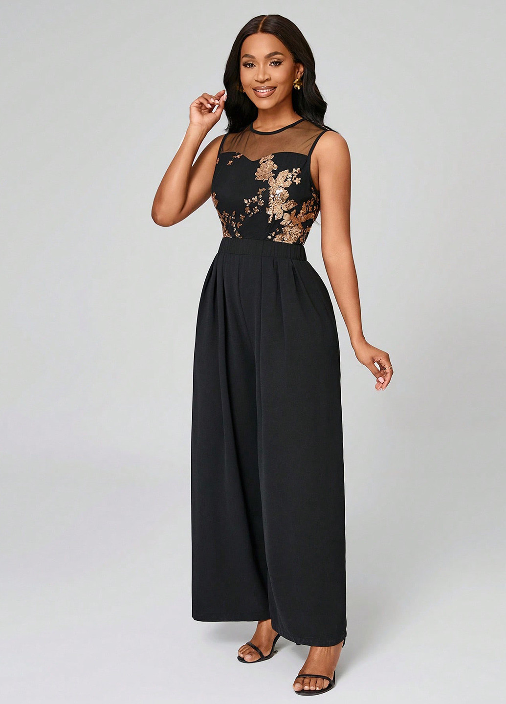 Комбинезон SHEIN комбинезон-брюки однотонный чёрный кэжуал полиэстер