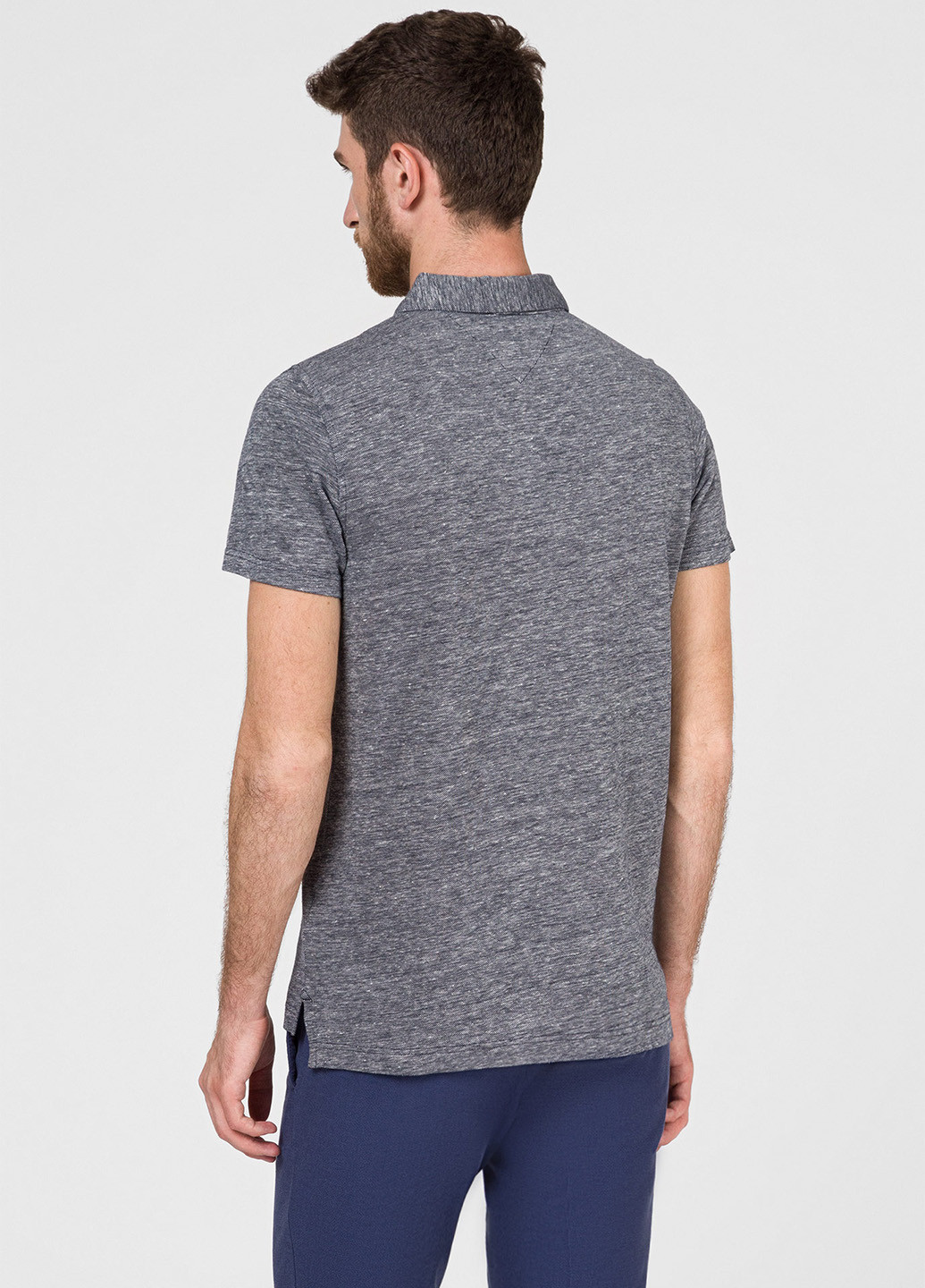Серая футболка-поло для мужчин Tommy Hilfiger меланжевая