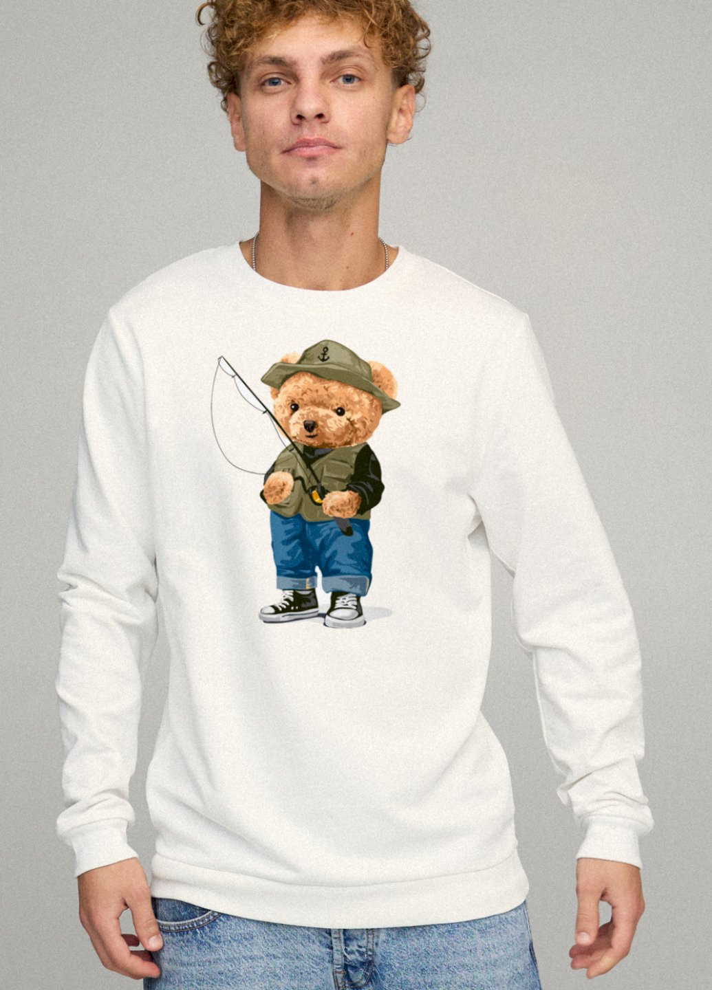 Белый свитшот мужской basic /no flis/ YAPPI рисунок (251791375)