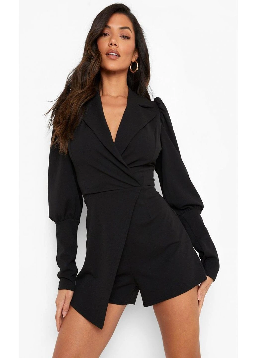 Комбинезон Boohoo однотонный чёрный кэжуал