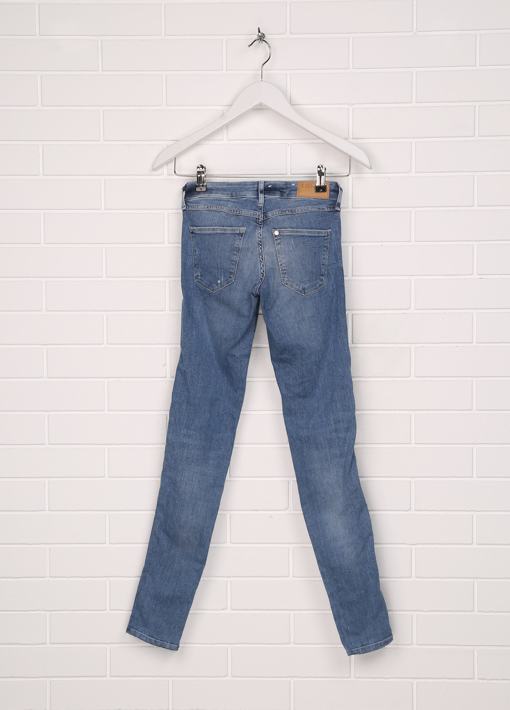 Джинси H&M завужені однотонні темно-блакитні джинсові бавовна