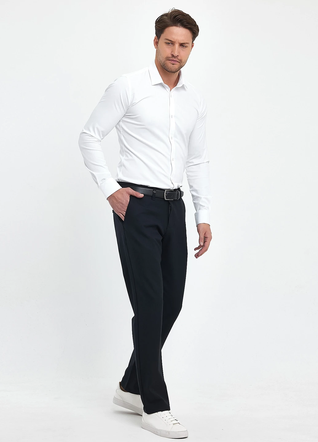 Темно-синие кэжуал демисезонные зауженные, классические брюки Trend Collection