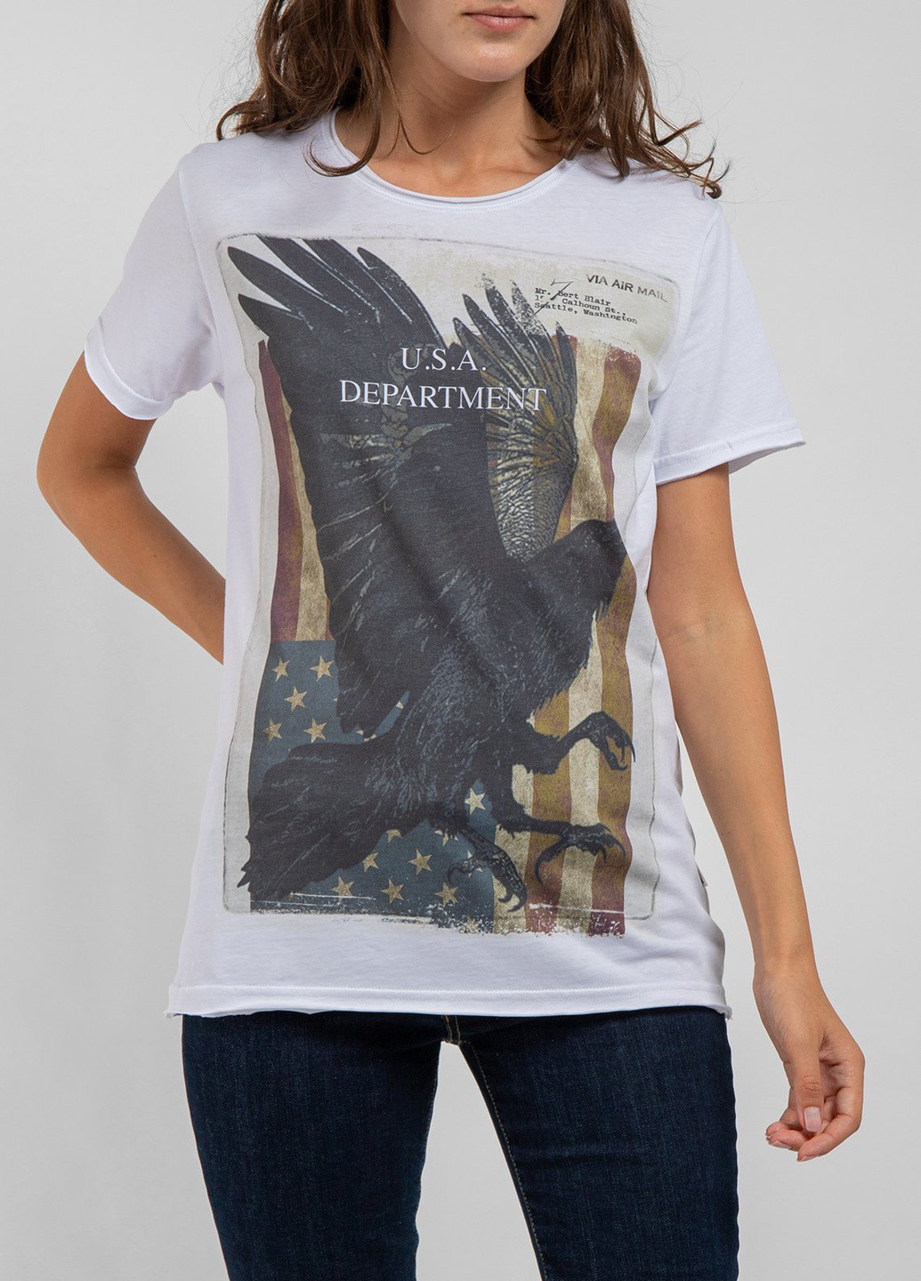 Біла футболка з принтом Ko Samui - (250382493)