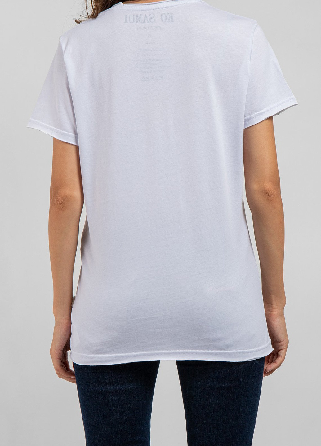 Біла футболка з принтом Ko Samui - (250382493)