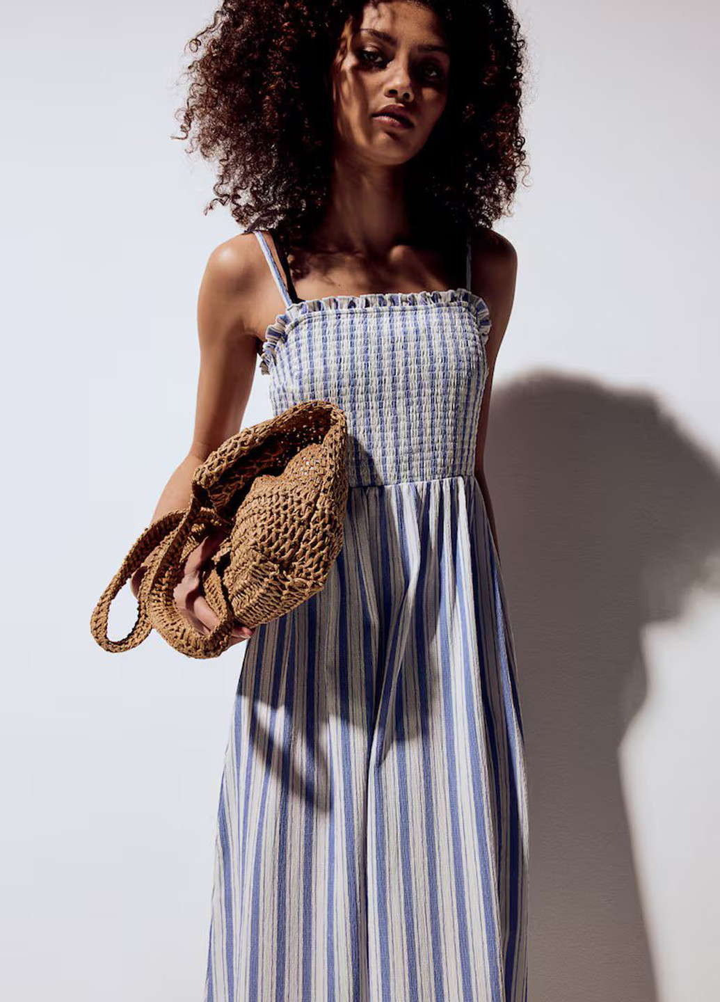 Блакитна кежуал сукня кльош H&M в смужку