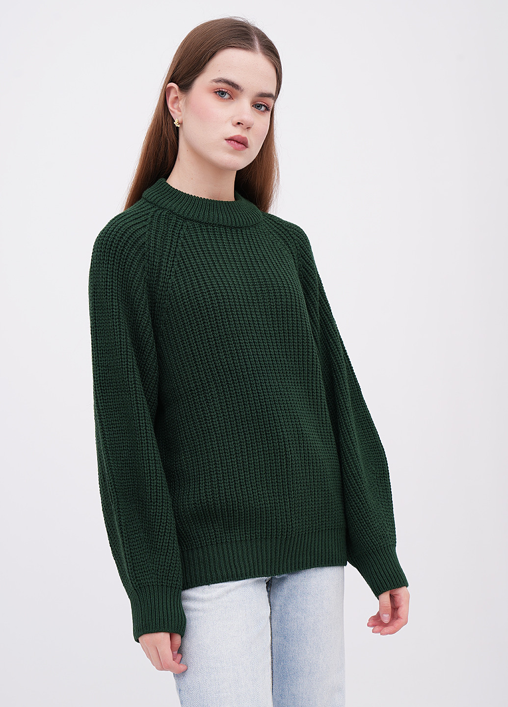 Бутылочный зеленый зимний свитер EQUILIBRI