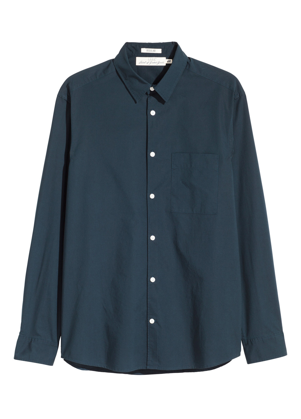 Темно-синяя кэжуал рубашка H&M с длинным рукавом