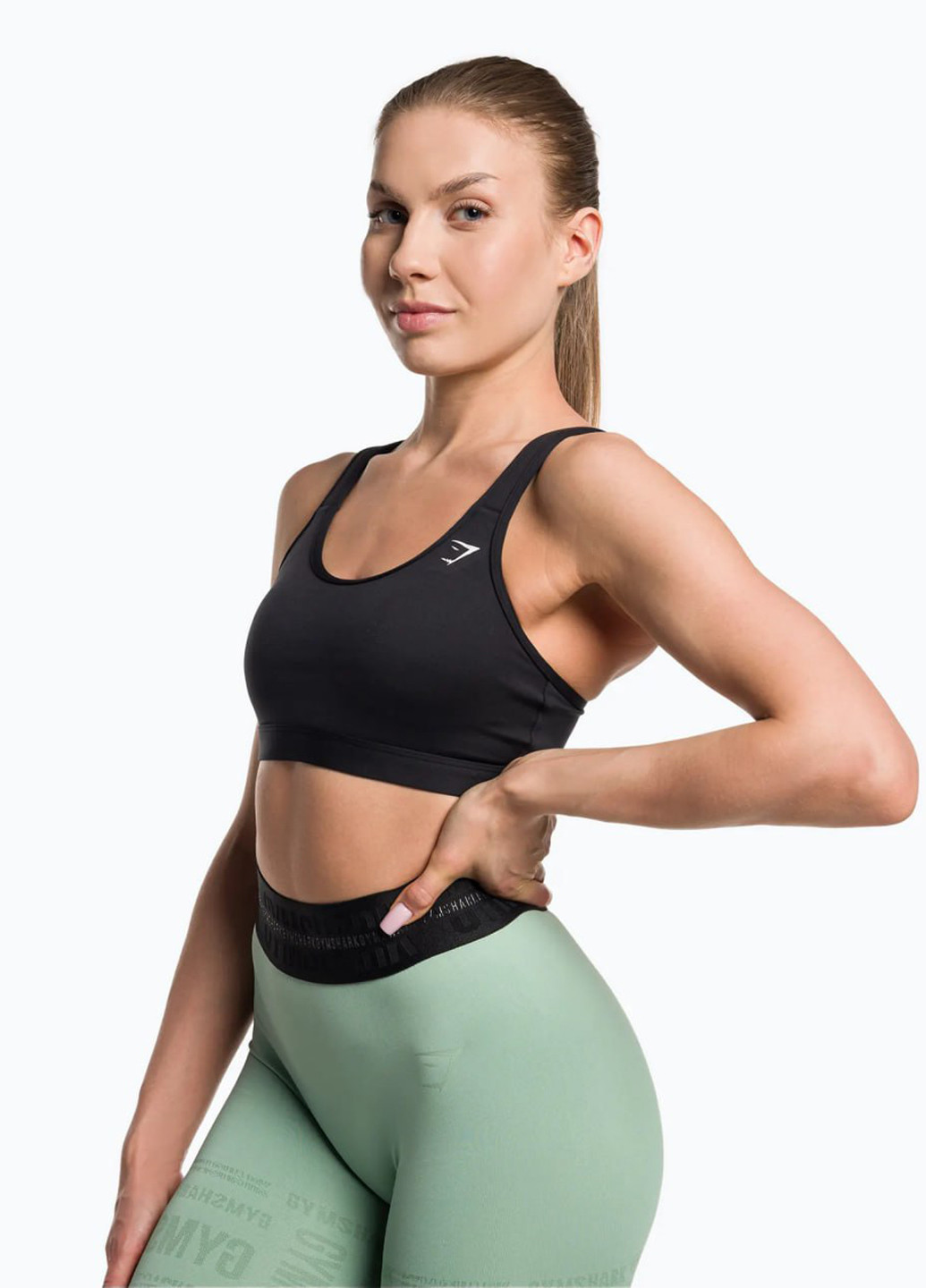 Чёрный топ бюстгалтер Gymshark без косточек полиэстер