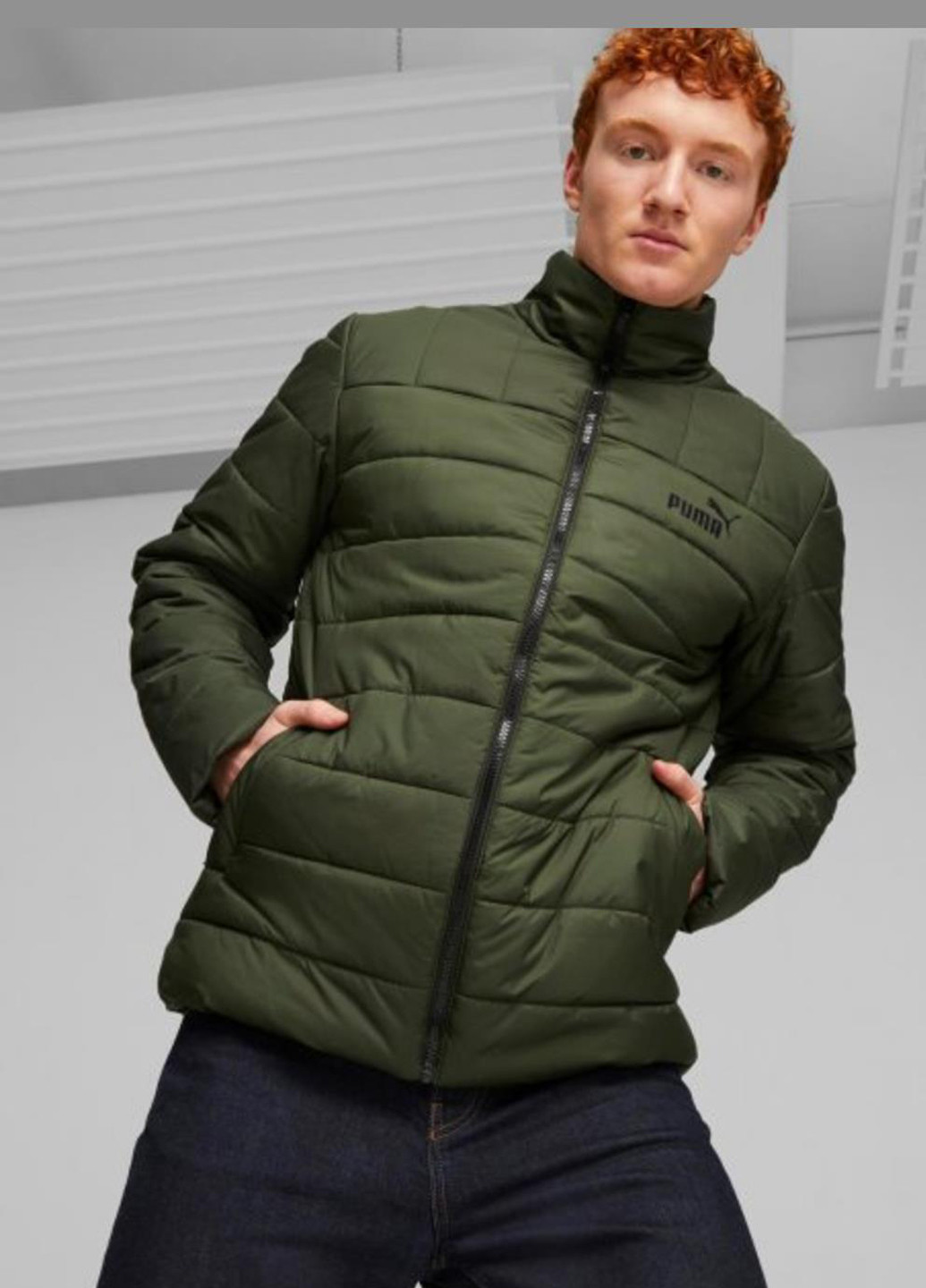 Оливковая (хаки) демисезонная куртка 84934931 Puma Ess+ Padded Jacket