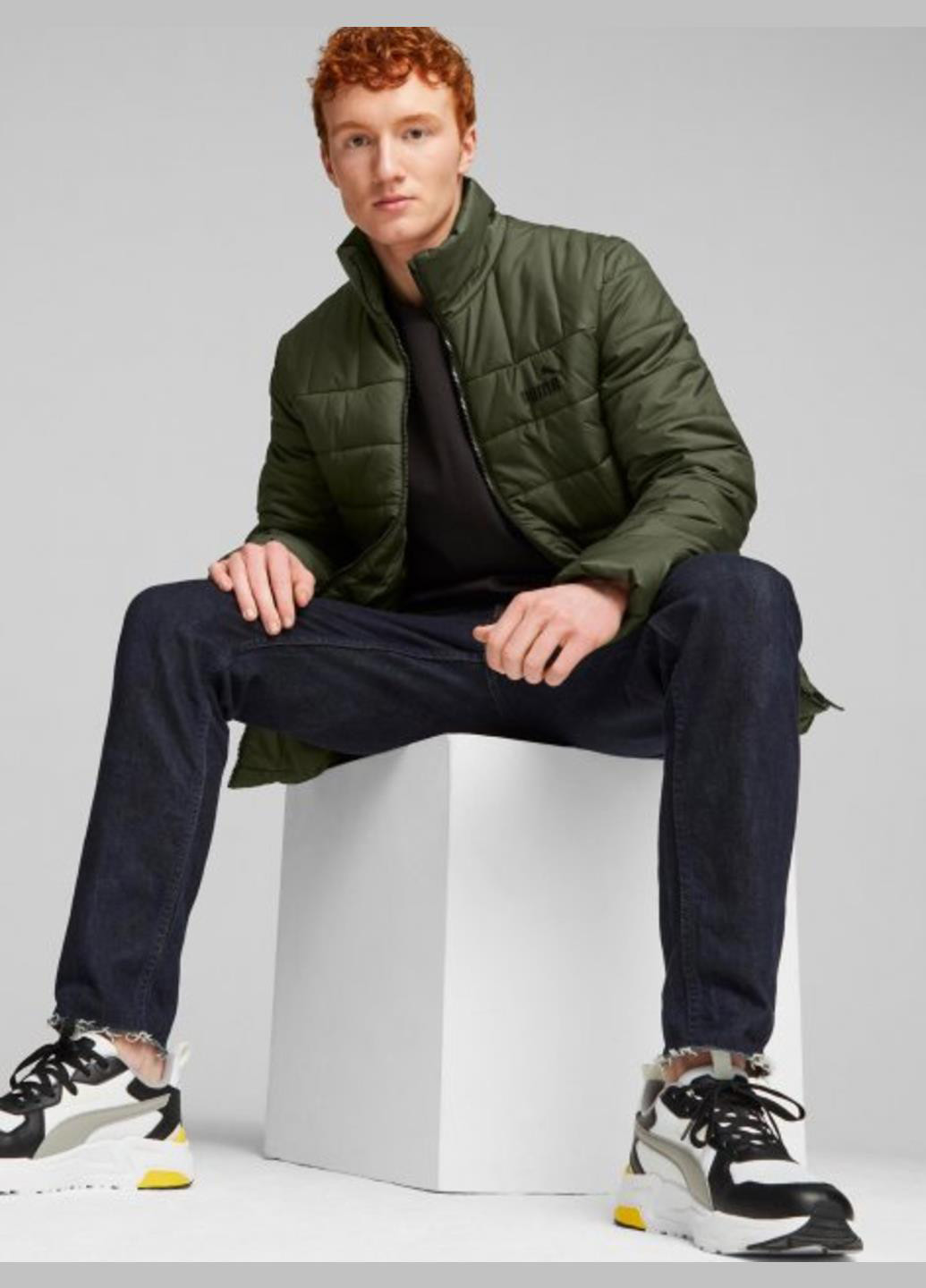 Оливковая (хаки) демисезонная куртка 84934931 Puma Ess+ Padded Jacket