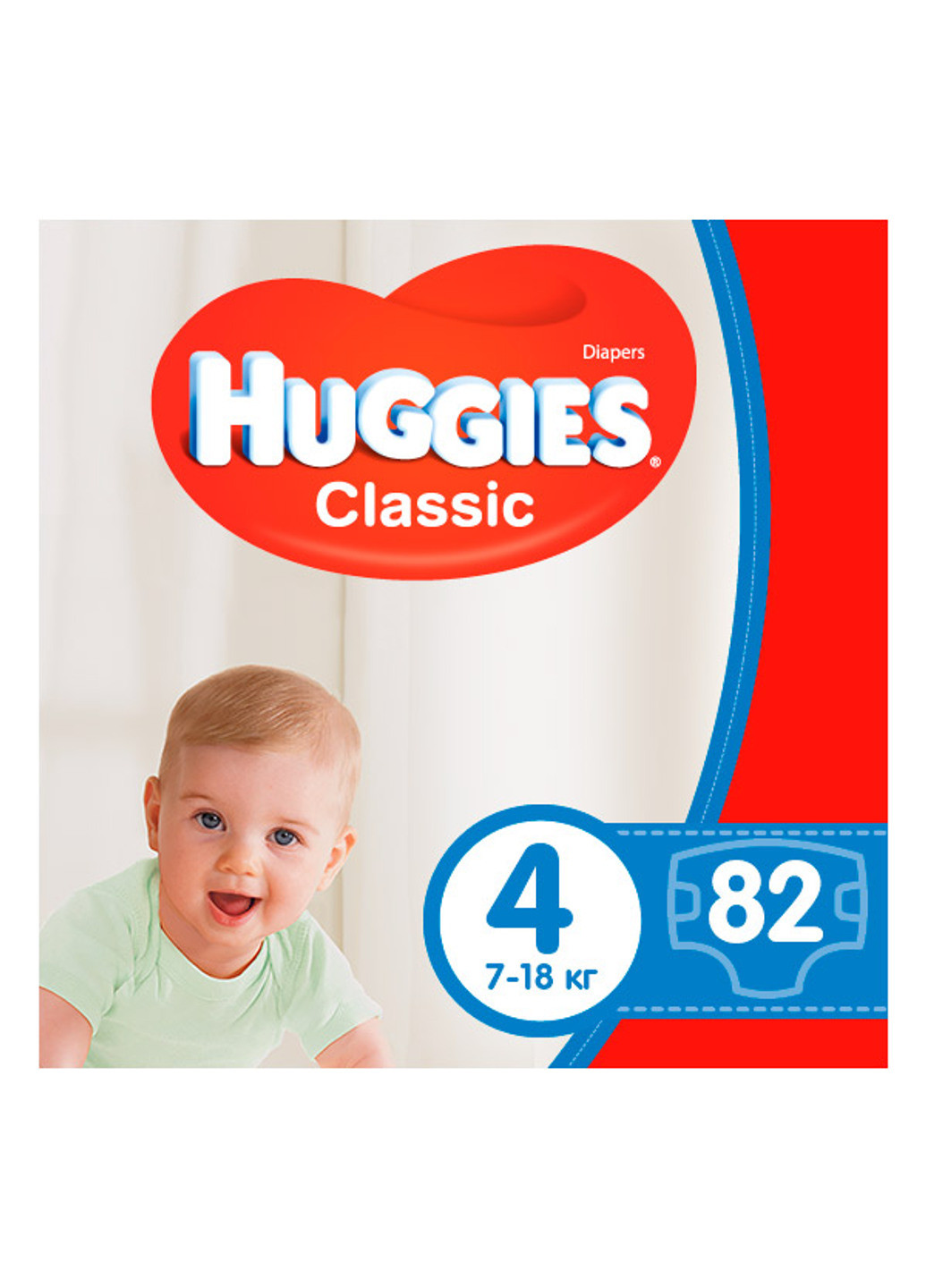 Подгузники Classic 4 (7-18 кг) 82 шт. Huggies (221768978)