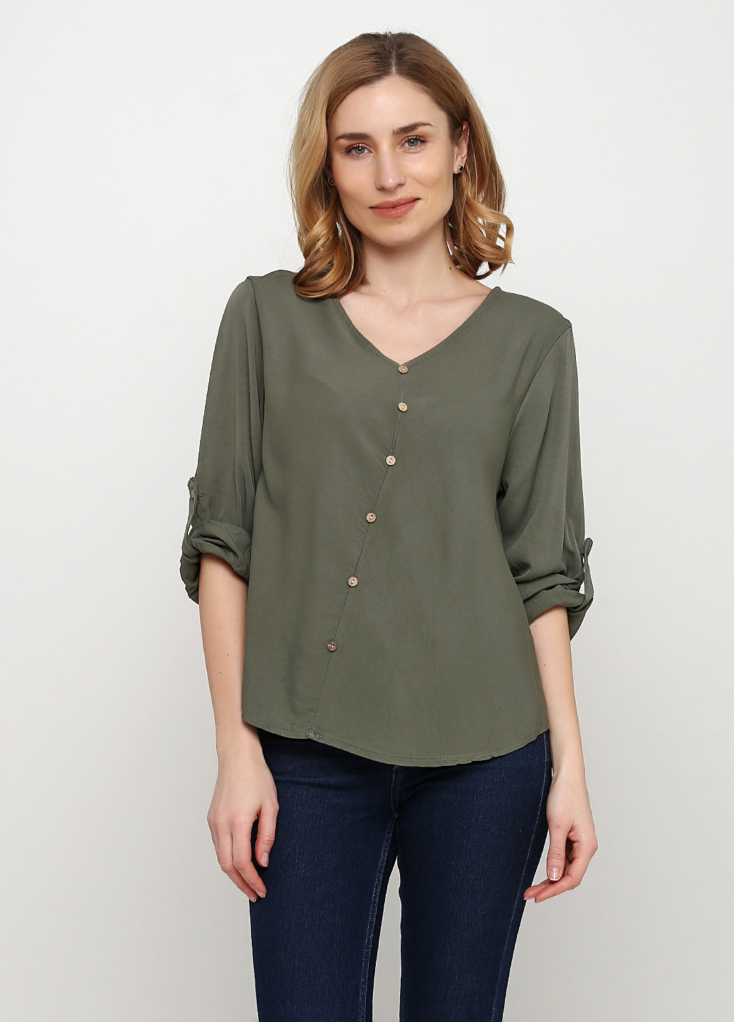Серо-зеленая демисезонная блуза Made in Italy