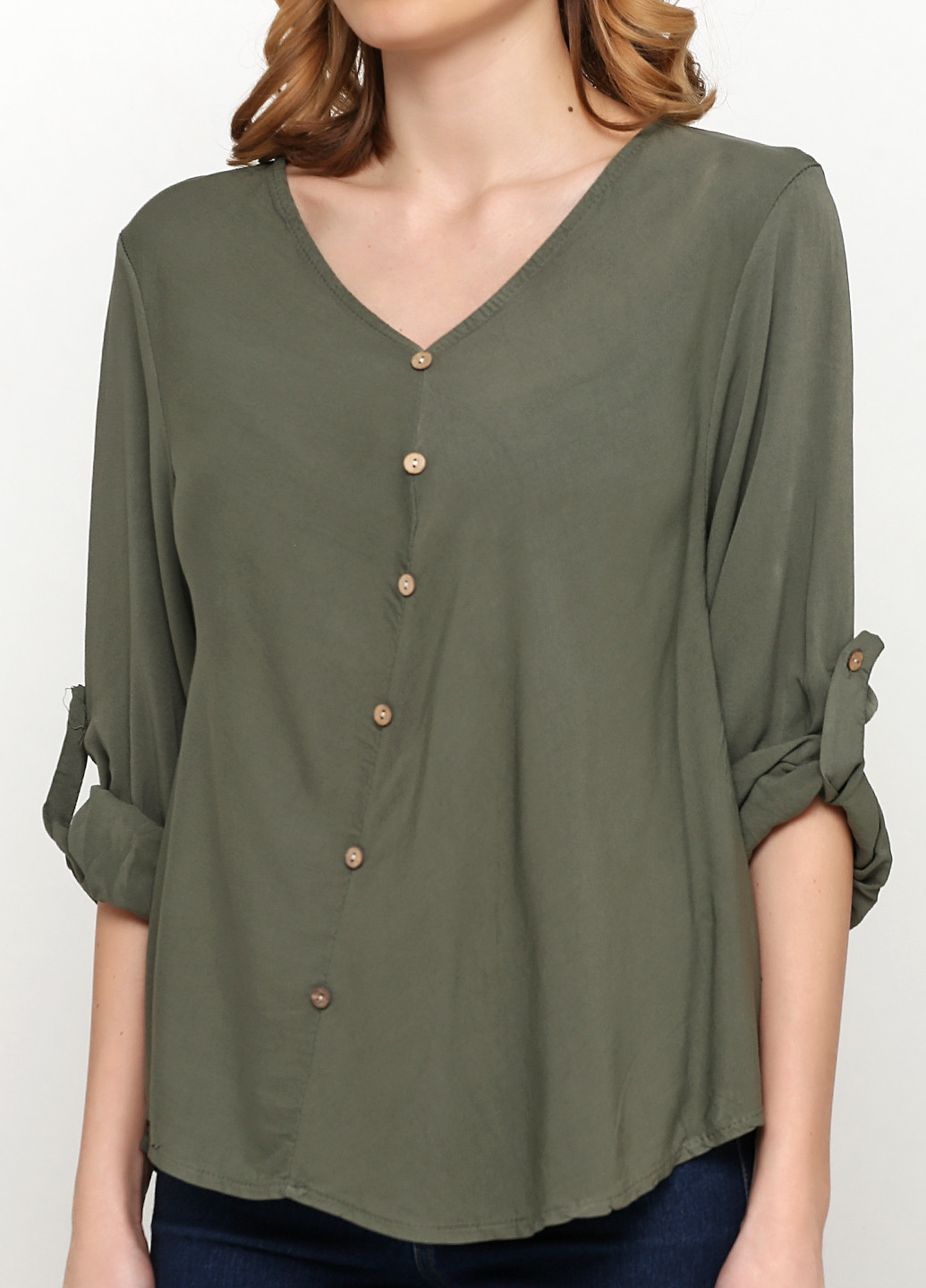 Серо-зеленая демисезонная блуза Made in Italy
