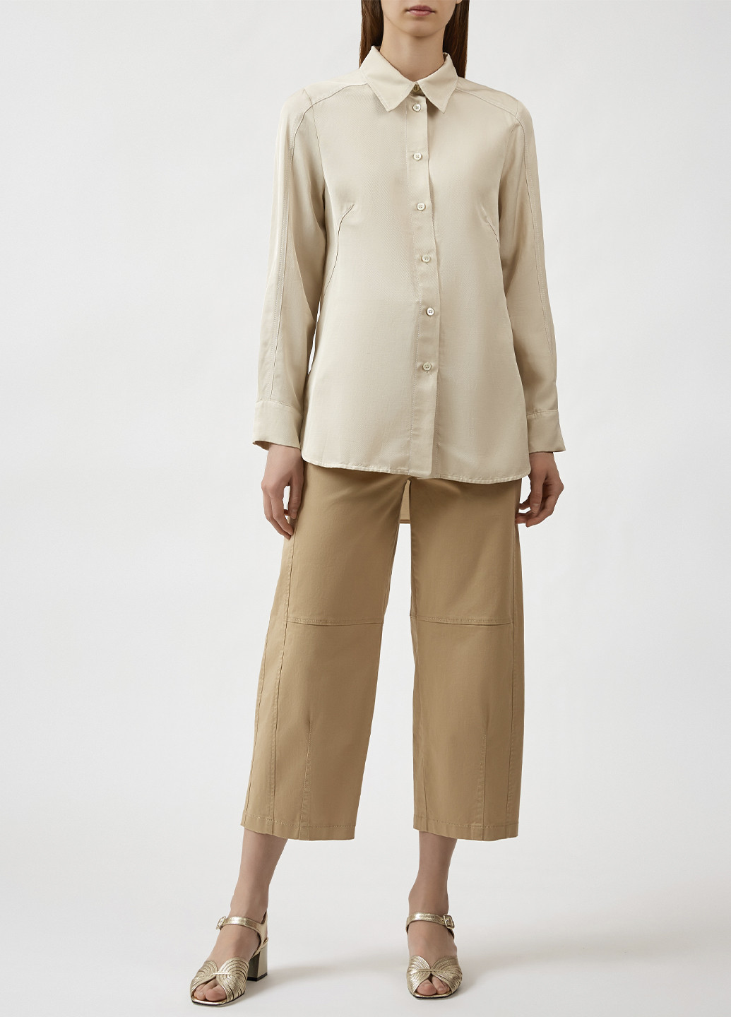 Бежевая кэжуал рубашка однотонная BEATRICE