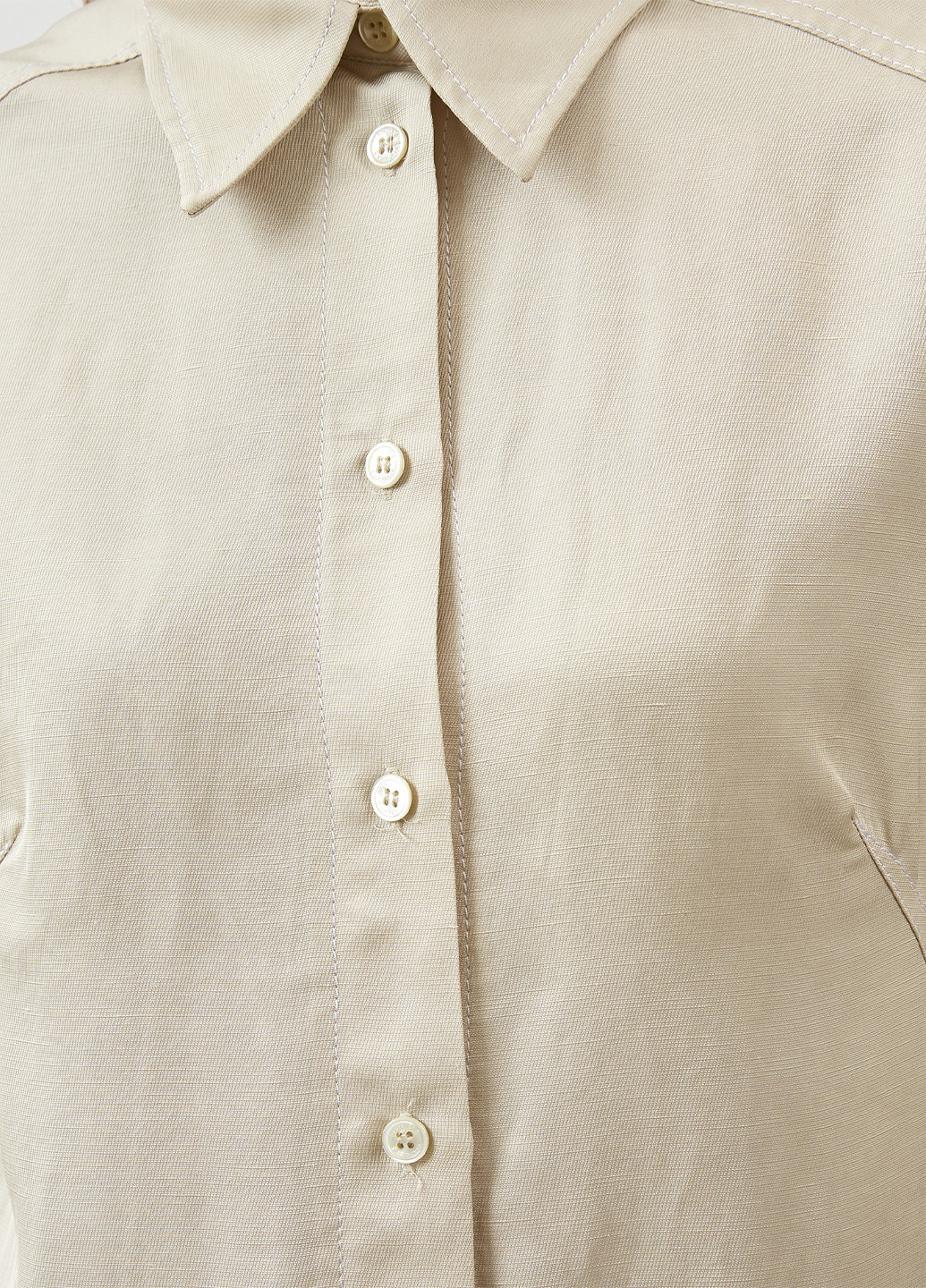 Бежевая кэжуал рубашка однотонная BEATRICE